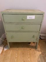 A painted pine 3 drawer chest of drawers