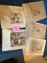 Two F Bartolozzi engravings and two others and a print a/f