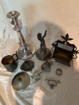 Plated candlestick, figure etc