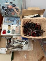 Air brush set, foot pump, glue gun, plyers and other sundries, spanners