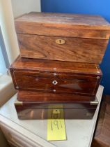 2 Rosewood writing boxes and another a/f