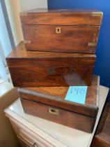 3 Victorian writing boxes a/f