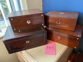 4 Rosewood jewellery boxes a/f