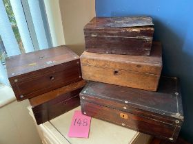 5 Rosewood jewellery boxes a/f