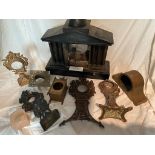 Various cast metal and other clock cases