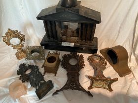 Various cast metal and other clock cases