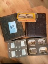 Stereoscopic viewing card, photo album and 2 Victorian empty albums