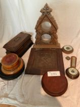 Wood stands, cases and barometers