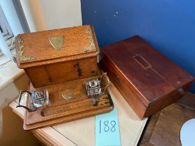 Victorian oak desk stand and writing box a/f