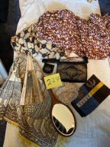 Material, fans, purses, compact etc