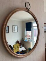 Circular wood frame mirror 2'6" wide