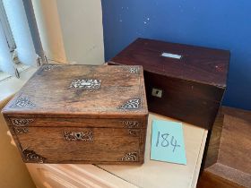 Rosewood fitted travelling box and writing box a/f 2