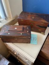 2 Regency Rosewood tea caddies re fitted a/f 12 _ width x 8 _ height inches