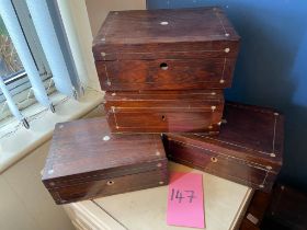 4 Rosewood jewellery boxes a/f