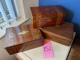 3 inlaid jewellery boxes a/f