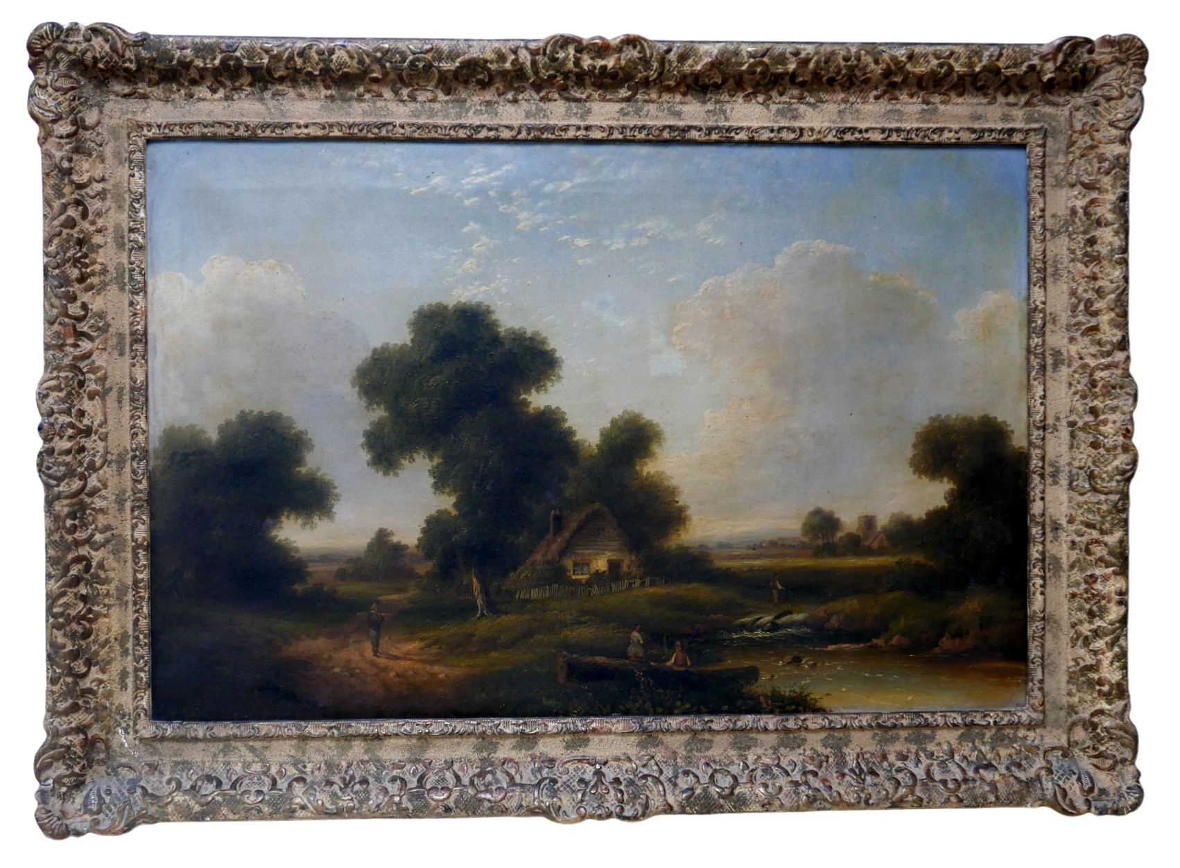 Patrick Nasmyth (British, 1787-1831): pastoral scene oil on canvas, signed, 49 by 75cm, framed, 67 - Image 2 of 7