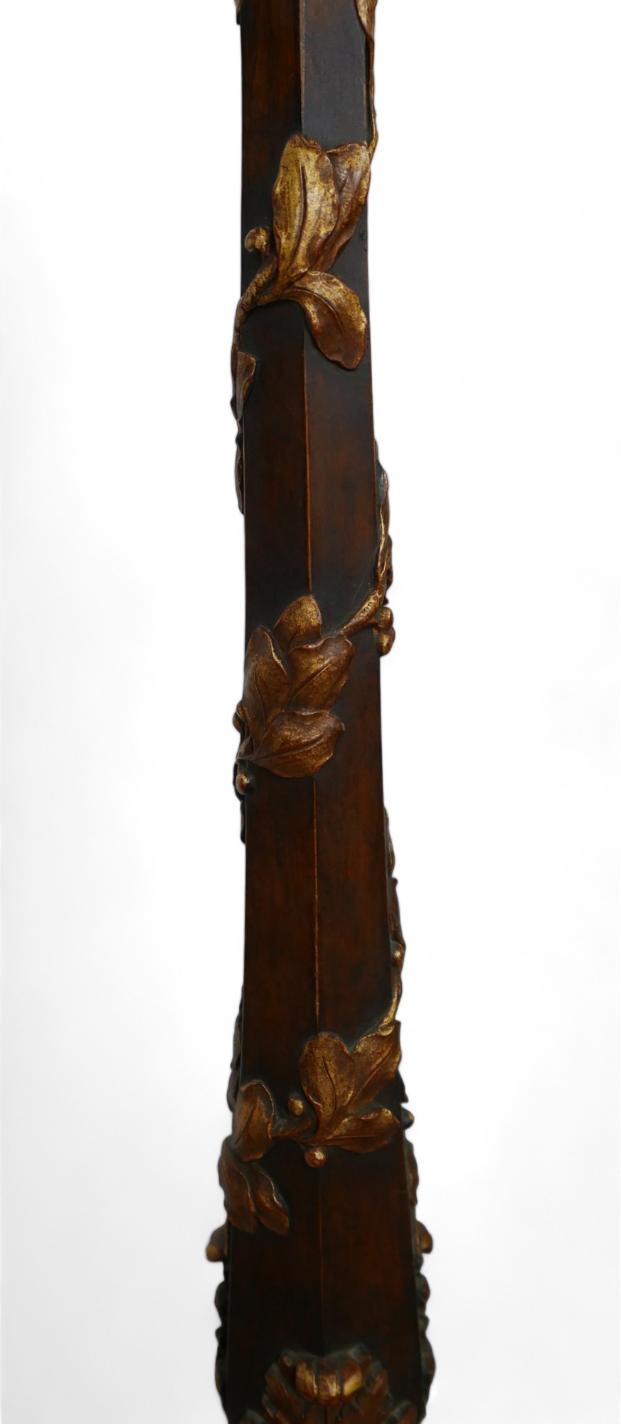 A Walnut standard lamp with gilt acanthus and vine carved gilt decoration.30cm by 30cm by 170cm - Image 5 of 7