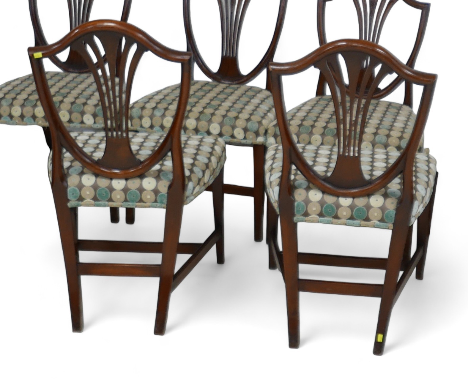 A set of eight mahogany dining chairs in the Georgian taste, with overstuffed seats, including two - Image 3 of 5