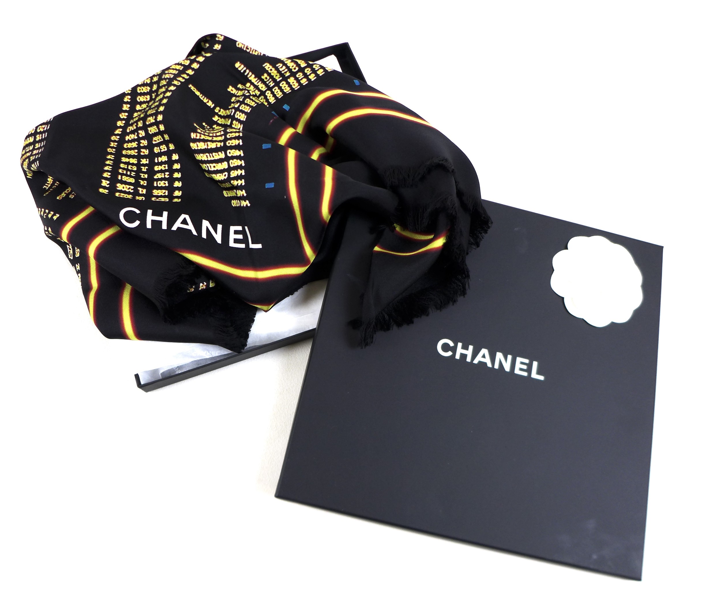 A collection of six vintage scarves, including a silk Chanel scarf 132 by 132cm, Christian Dior - Image 4 of 17