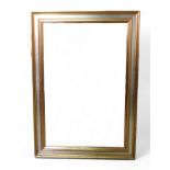 A rectangular gilt bevelled mirror, with silver coloured band to frame.