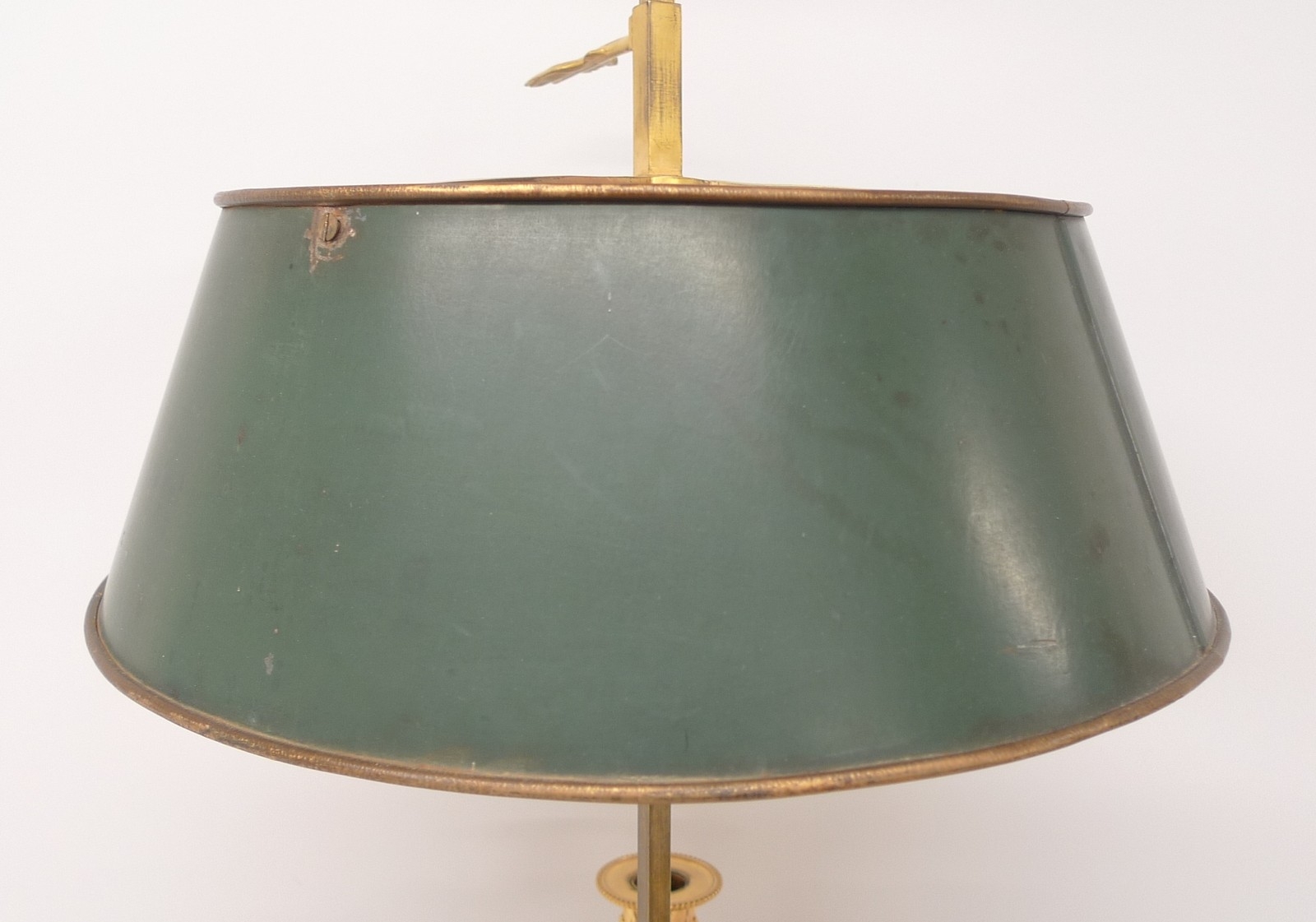 An early 20th century French ormolu bouillotte lamp, the three branches with rams head terminals - Image 16 of 22