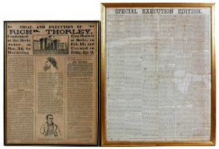 Two newspaper articles relating to executions, one headlined 'The Trial and Execution of Richd