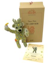 Steiff James Rizzi 'The Libby Bear" limited arts edition teddy bear, green mohair with yellow stars,