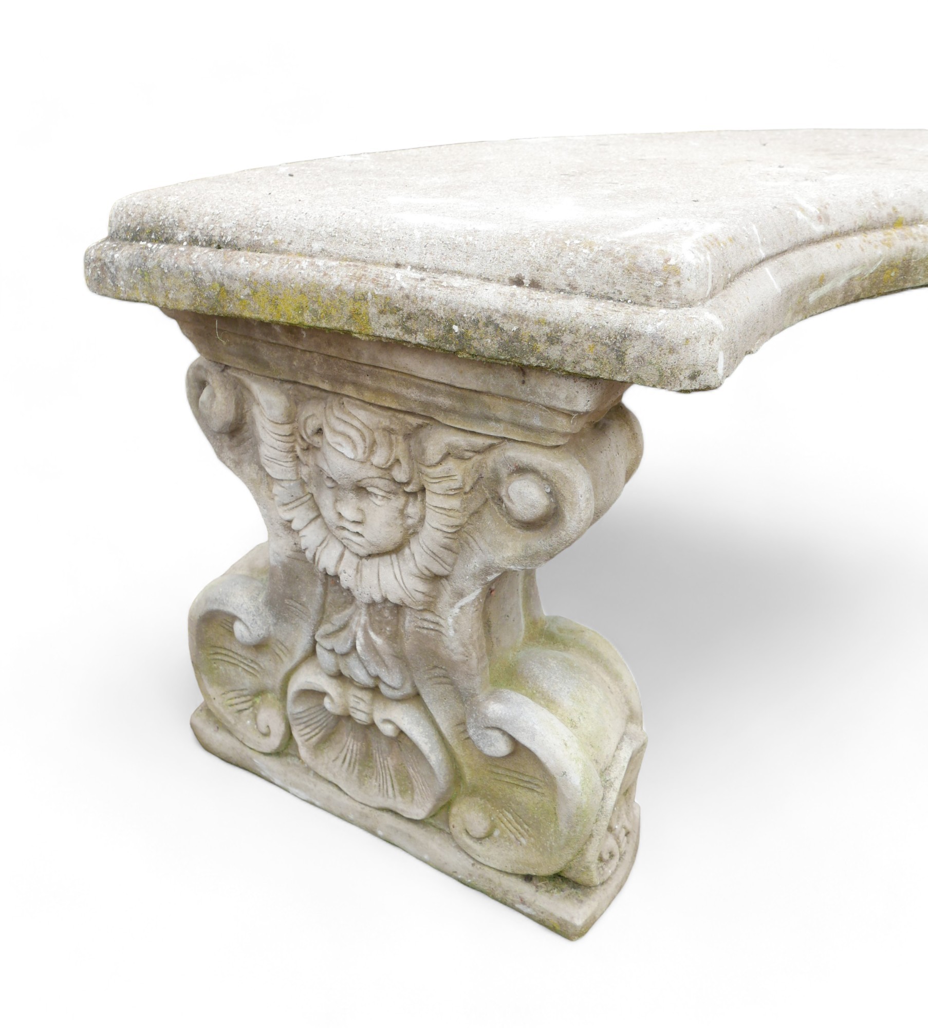 A cast concrete garden bench, with pedestal bases, 106 by 44 by 45cm high. - Image 4 of 5