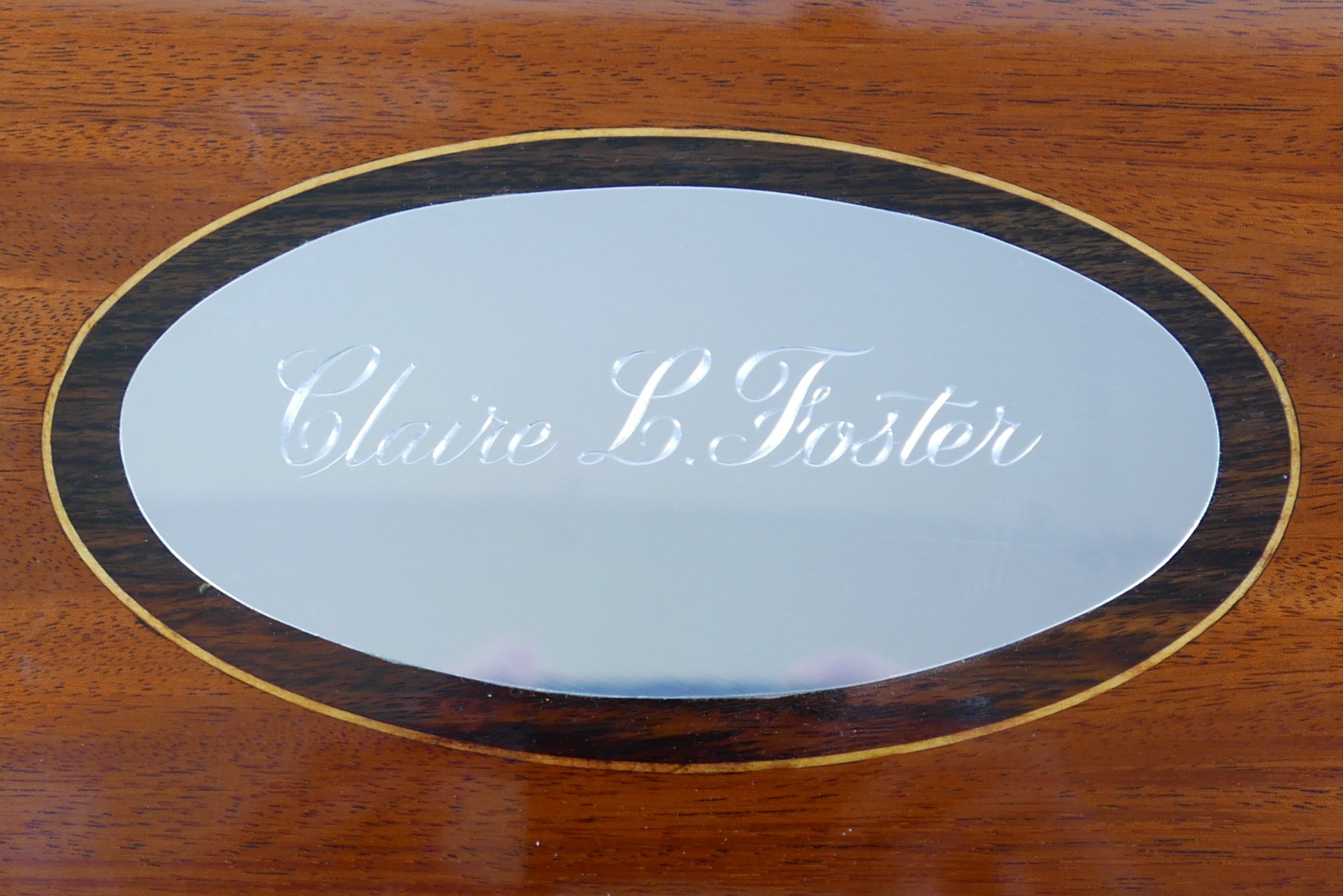 An unusual bespoke mahogany briefcase, silver mounted fittings, horn handle, oval plaque with - Image 9 of 16