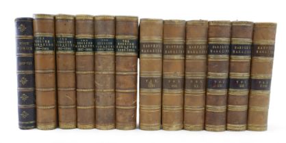 Eleven Victorian leather bound volumes of Harper's Magazine and The English magazine, also Home