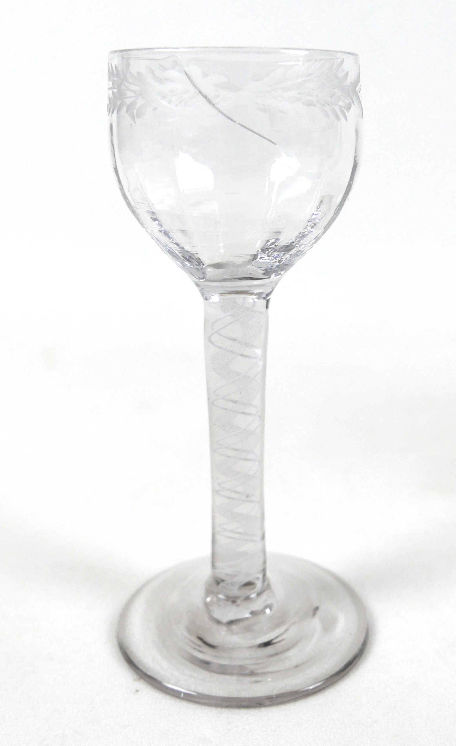 Four 18th century drinking glasses including an air twist cordial glass, largest 7.5cm diameter 16cm - Image 10 of 12