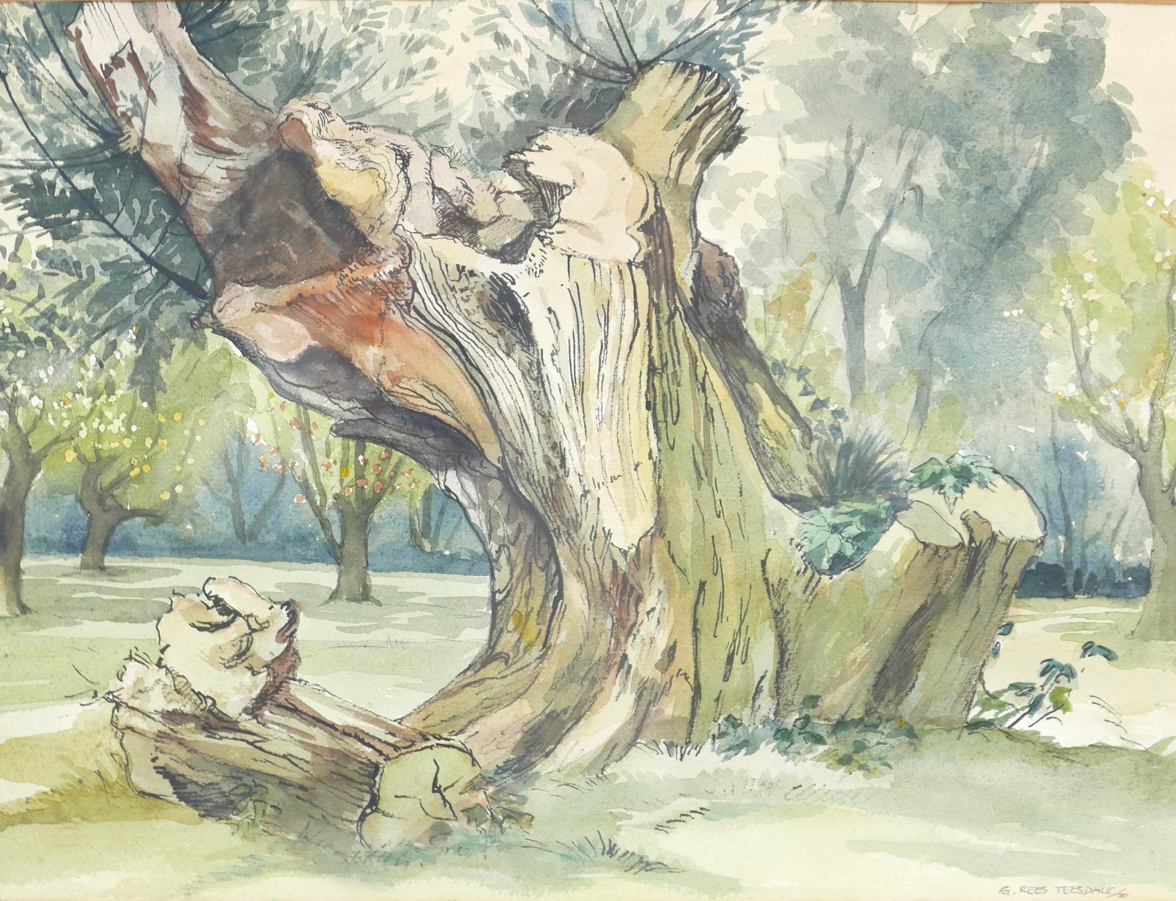 Gladys Rees Teesdale (British, 1898-1985): a pair of landscape watercolours, entitled 'Trees - - Image 3 of 16