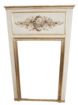 A gilt and cream French style modern mirror, with floral swag top section, bevelled edge.
