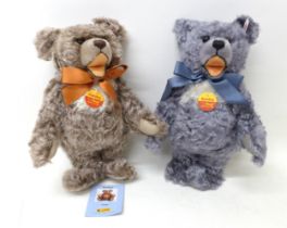 Pair of Steiff Festival Bears, Sandey is a grey/blue mohair, posable five jointed 5th festival bear,