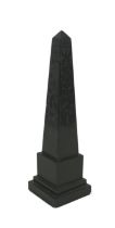 A 19th century slate obelisk, in Grand Tour style, with polished surfaces engraved