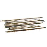 Seven cane and split cane fishing rods.