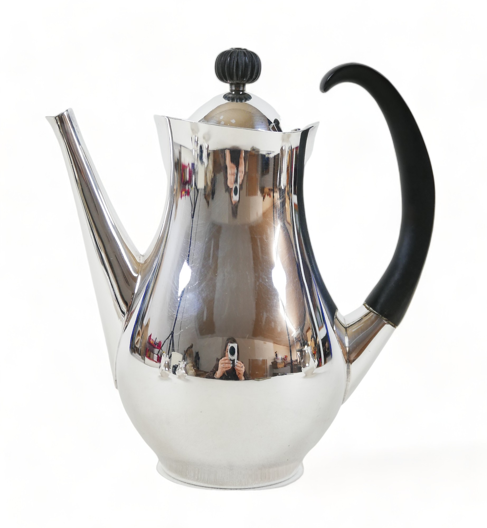 Eric Clements designed Mappin & Webb silver plated tea set, comprising a tea pot, 15cm high, - Image 3 of 9