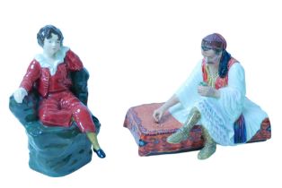 Two studio pottery figures of an Albanian dice thrower and Red Boy by Reg Johnson. Both good