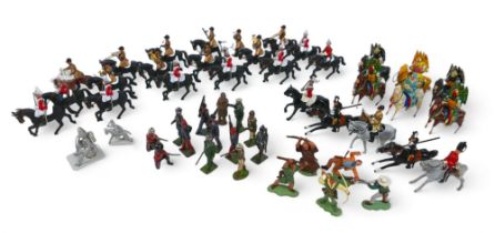 A collection of metal and plastic figures including the Coldstream Guards, The Mounted band of the