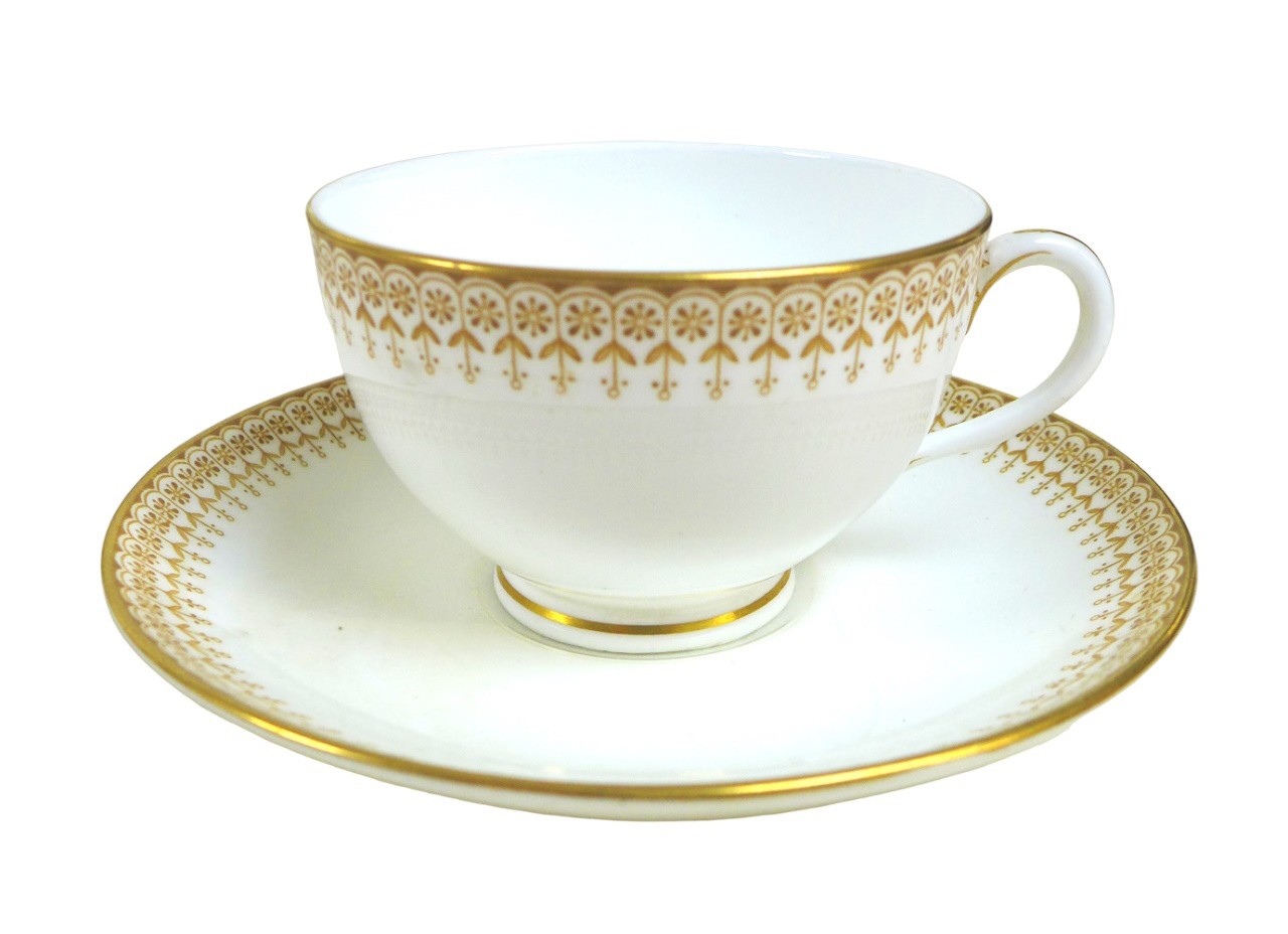 A Royal Worcester part tea service, comprising twelve teacups and saucers, ten side plates, one milk - Image 2 of 17