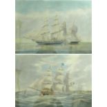 Two Maritime coloured engravings after W J Huggins, frame sizes 72cm by 60cm. Provenance: