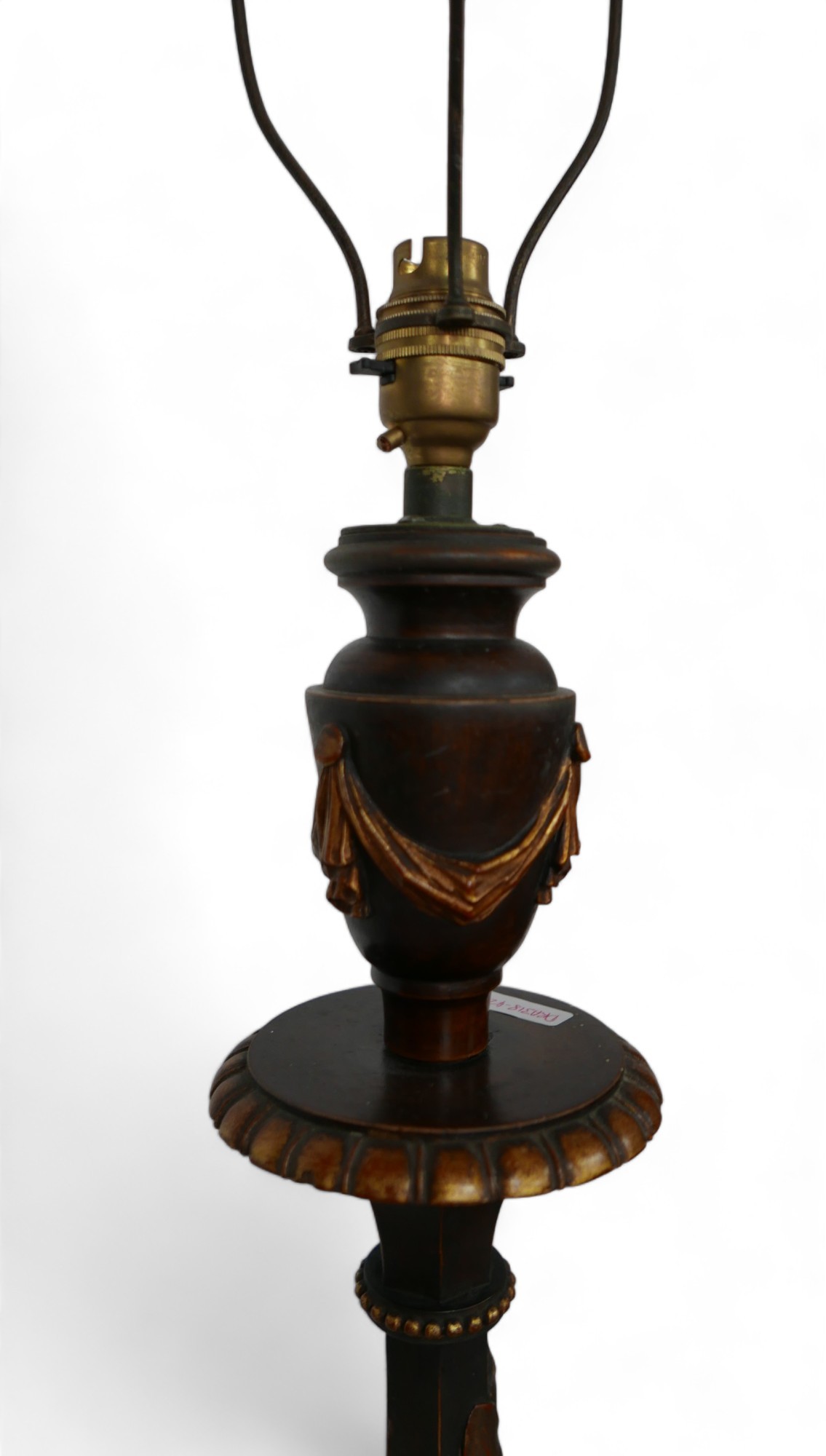 A Walnut standard lamp with gilt acanthus and vine carved gilt decoration.30cm by 30cm by 170cm - Image 6 of 7