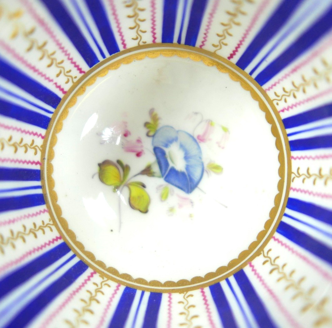 A thirty-four piece part set of 19th century hand painted tea wares, each piece with an individual - Image 3 of 12