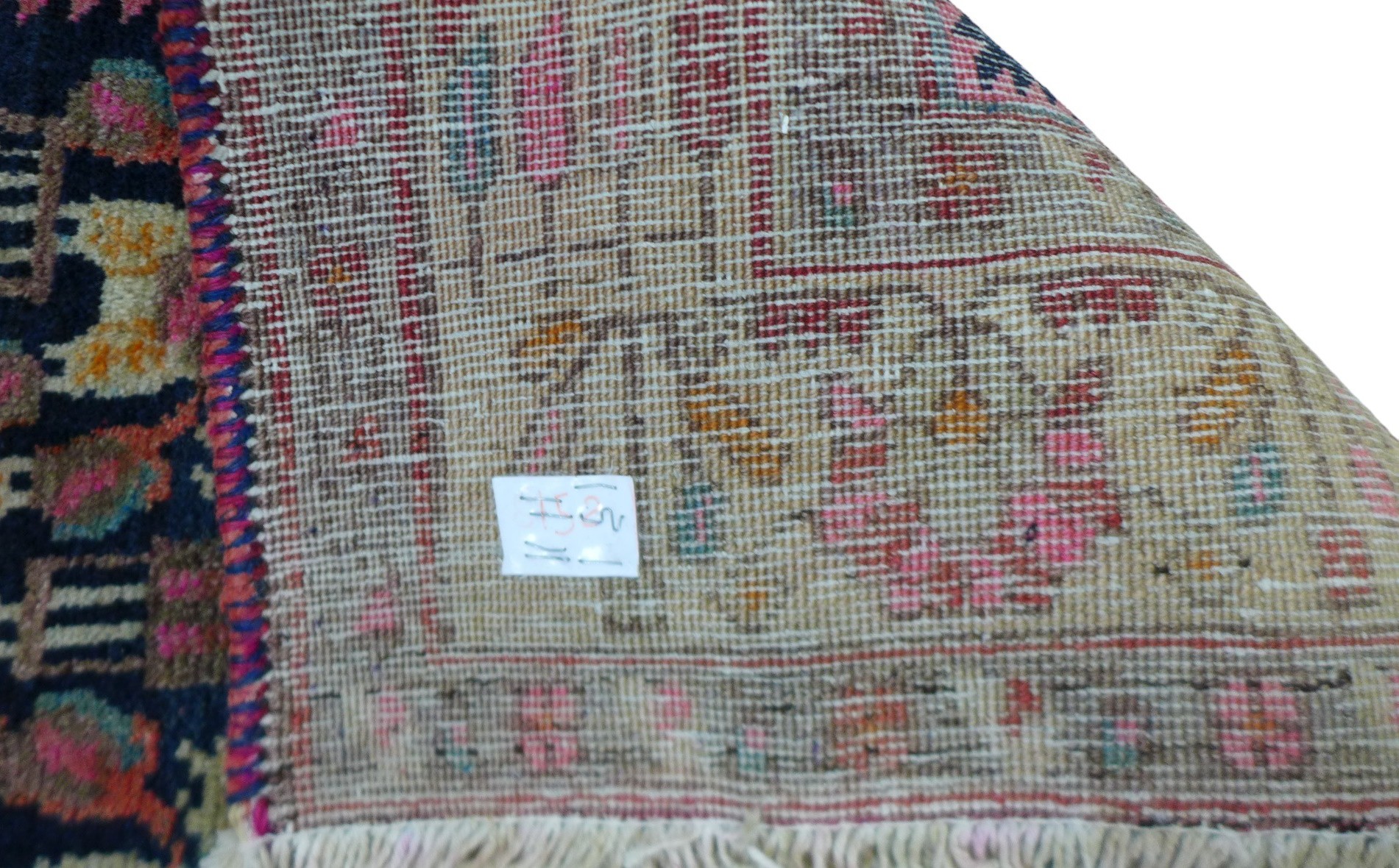 A Hamadan rug, on dark navy ground with repeat pattern to central panel, with large Caucasian border - Image 3 of 5