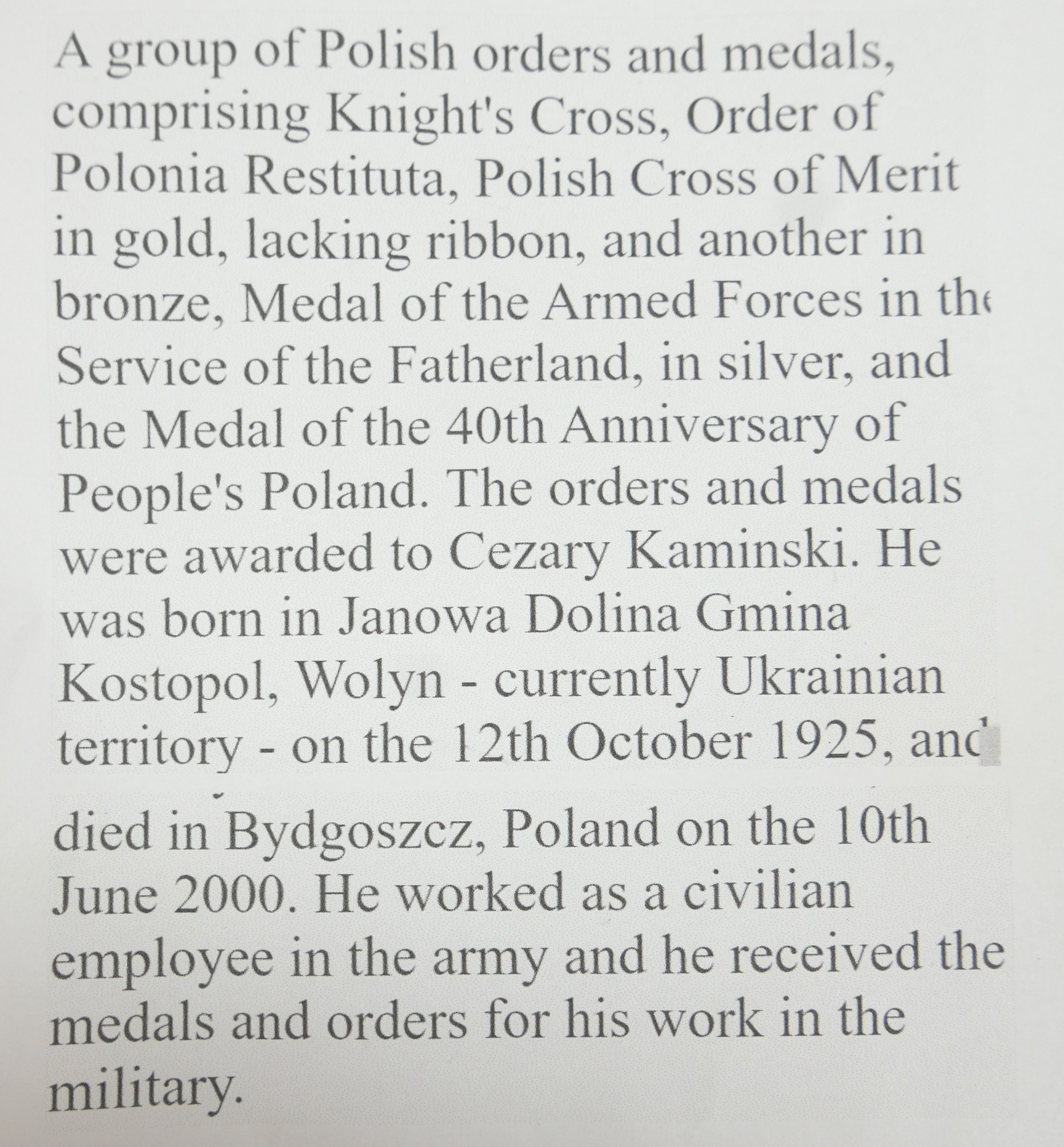 A group of five Polish orders and medals, comprising Knight's cross, Order of Polonia Resituta, - Image 10 of 11