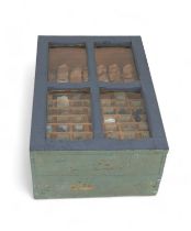 Geological interest a painted specimen cabinet with a fitted interior containing minerals, rocks,