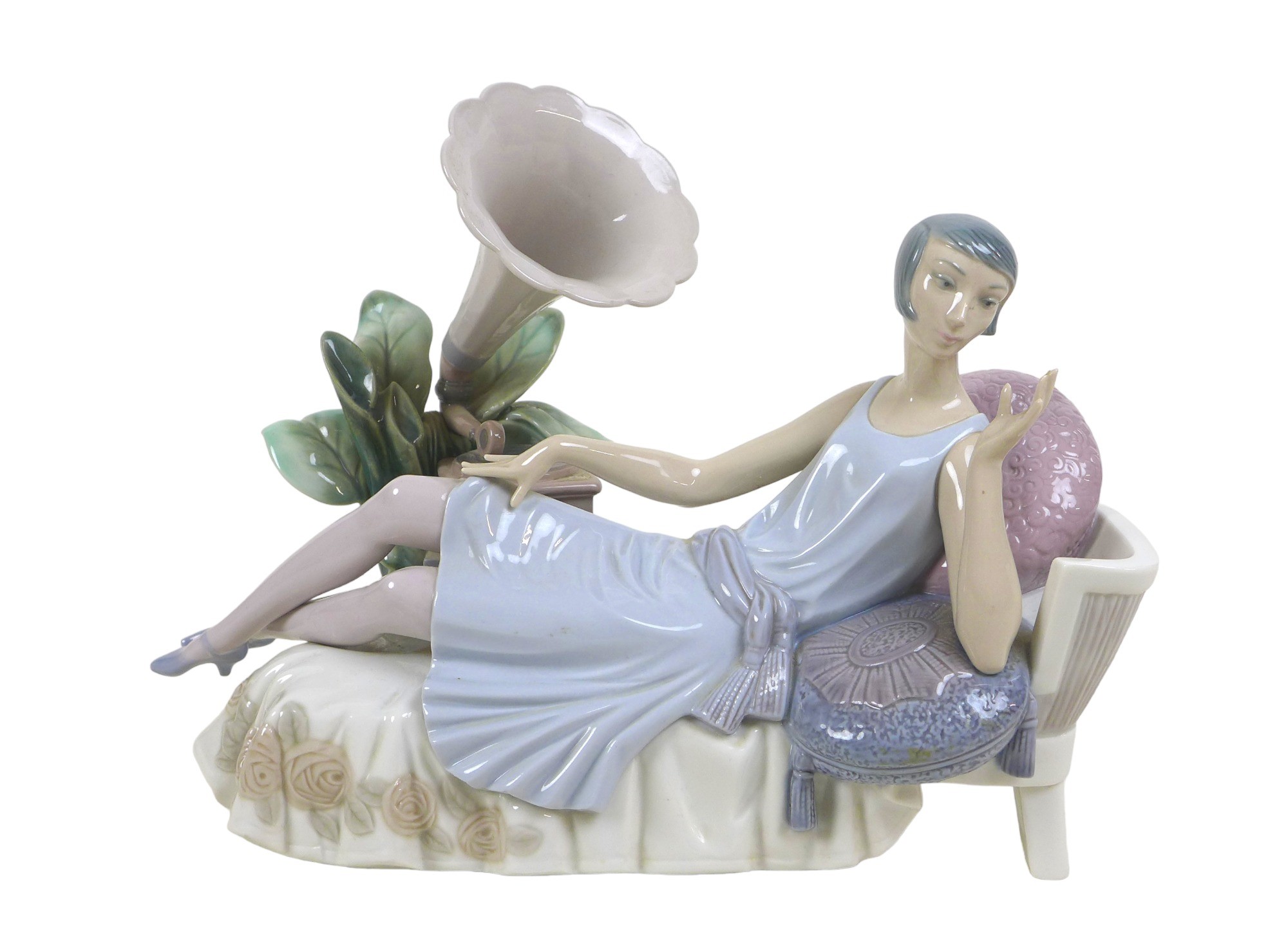 Three 1920s style Lladro lady figurines, comprising 'Lady Grand Casino', #5175, 34.5cm high; ' - Image 11 of 14