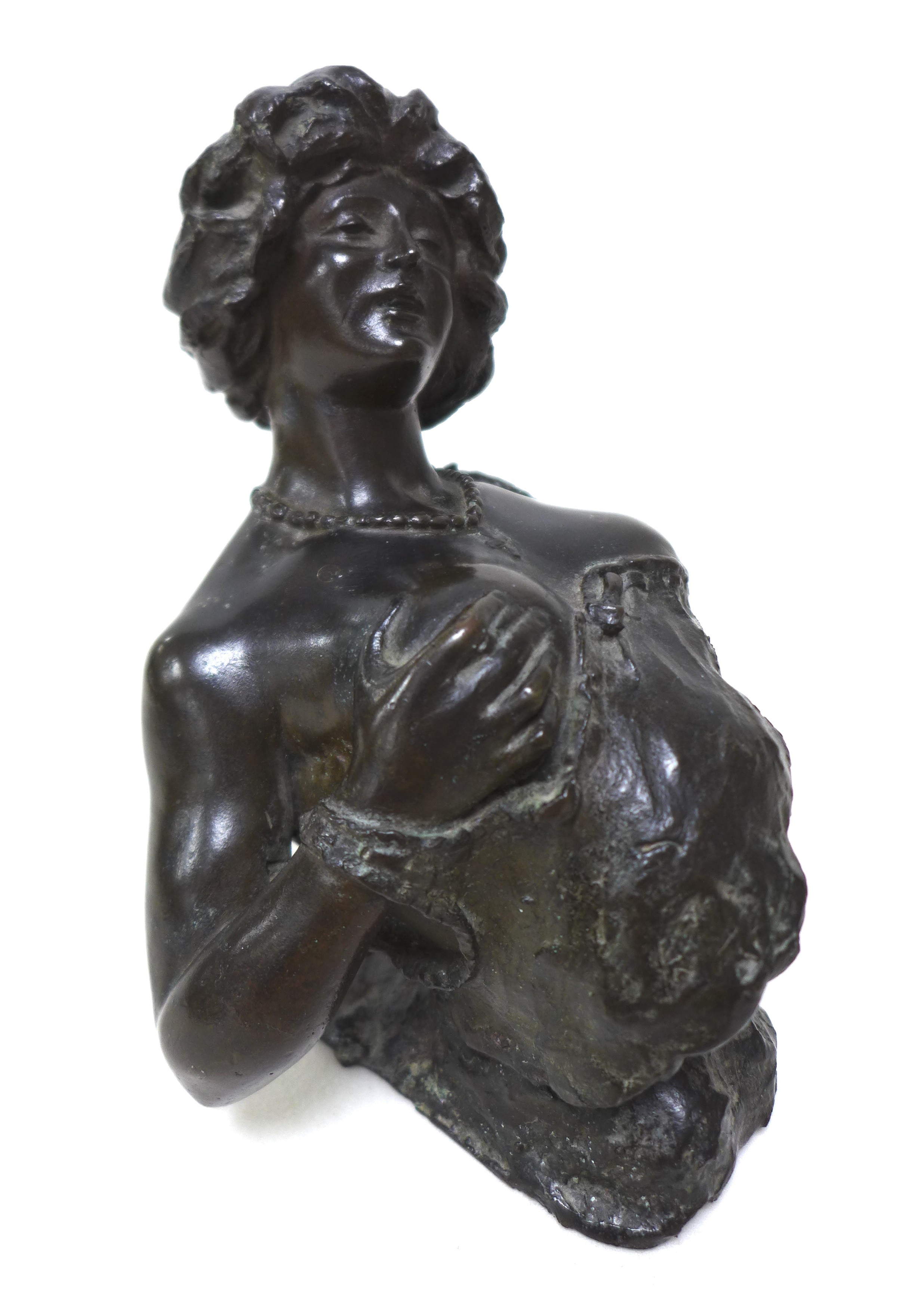 Giuseppe Renda (Italian, 1859-1939): 'Woman exposing her breast', a bronze sculpture, signed 'G - Image 2 of 11