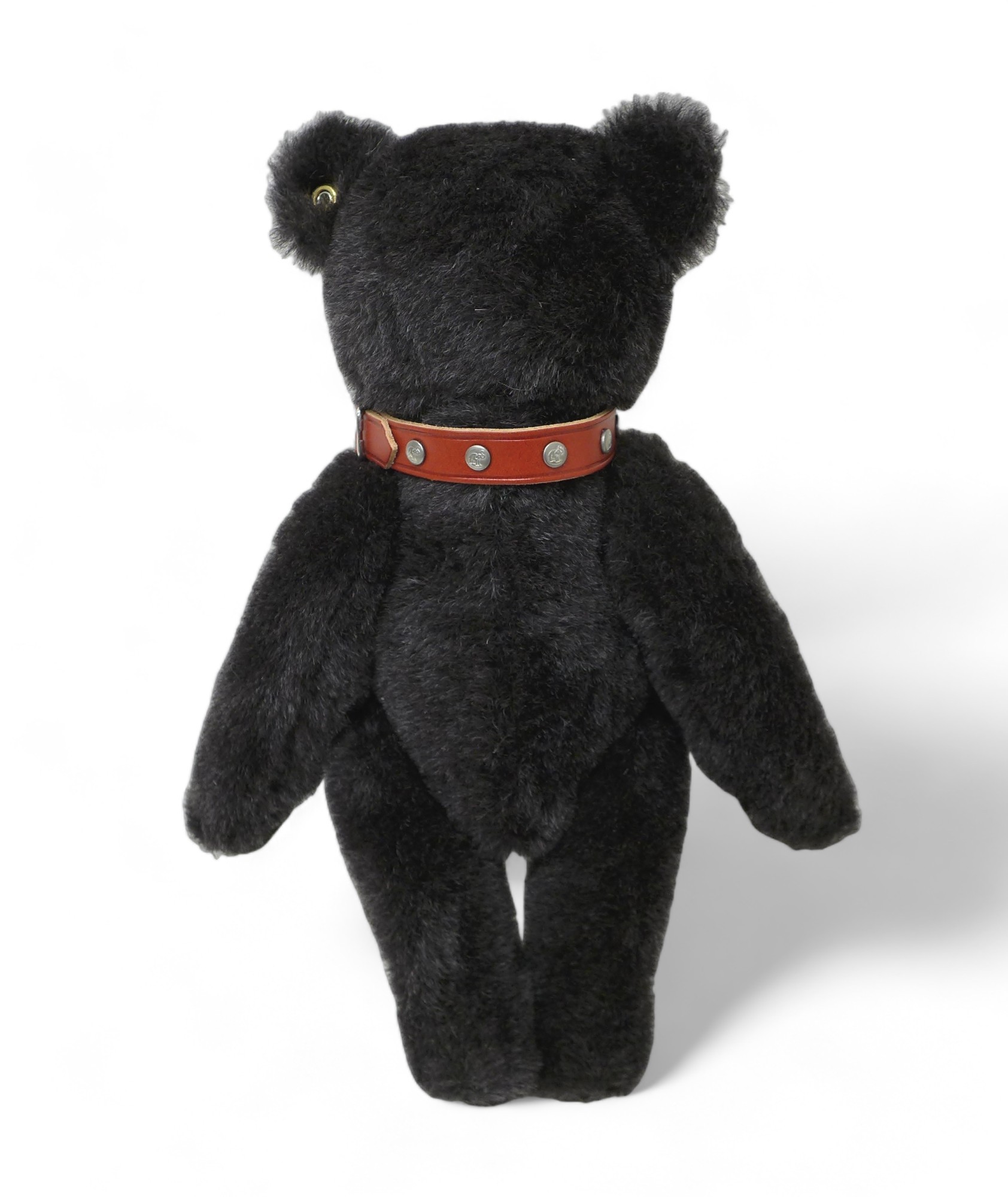 Steiff Teddy Bear Black Bear with red studded collar, Black mohair, poseable five jointed bear, - Image 4 of 13