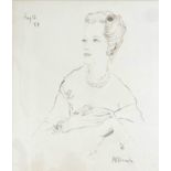 Rene Robert Bouche (1905-1963): a pencil sketch portrait of a society lady frame size 60cm by